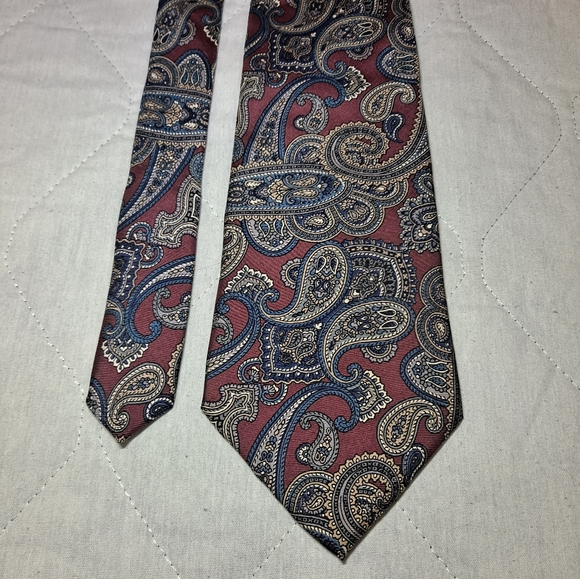 Gianfranco Ruffini 💯 Italian Silk Men's Necktie 58" x 4" Paisley Burgundy/Gold - Picture 7 of 9